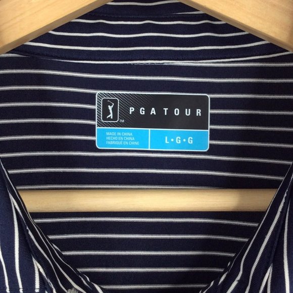 PGA Tour Golf Polo Shirt Mens Size Large Striped Short Sleeve - Picture 5 of 6